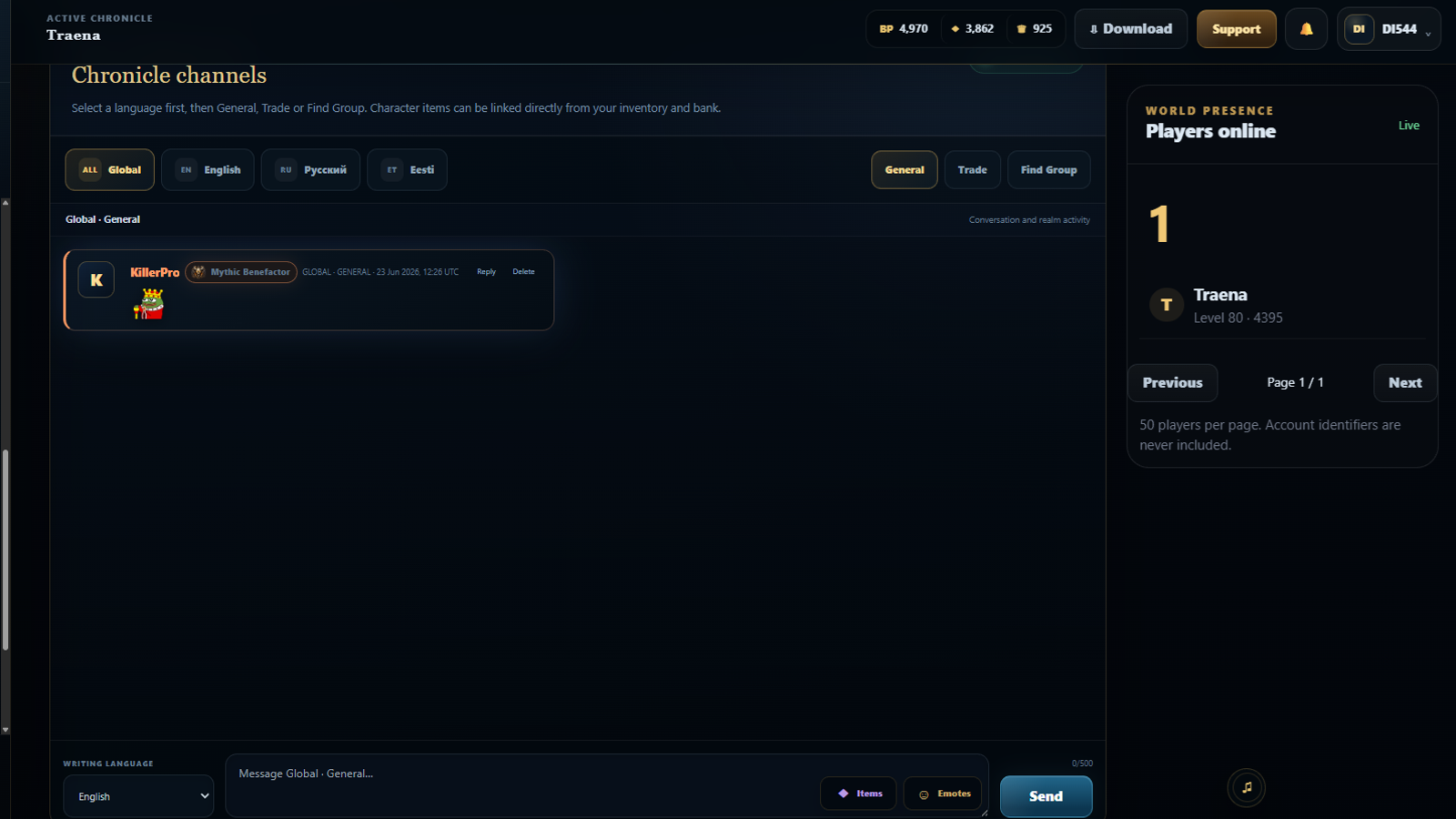 Live chat on website!